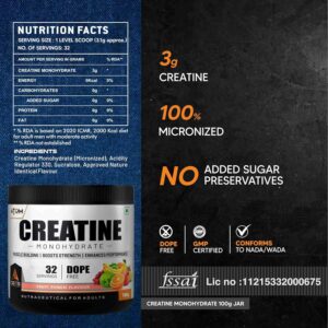 as it is atom creatine monohydrate 100g 32 servings | dope free | enhances performance | promotes muscle gains | blue razz flavour…