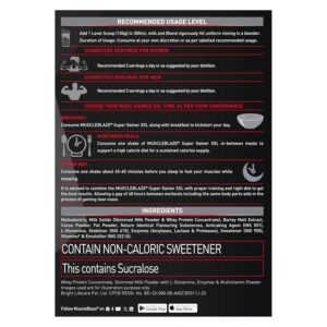 muscleblaze super gainer xxl (chocolate, 2kg / 4.4lbs, 20 servings) | muscle mass high protein gainer powder