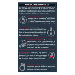 muscleblaze super gainer xxl (chocolate, 2kg / 4.4lbs, 20 servings) | muscle mass high protein gainer powder