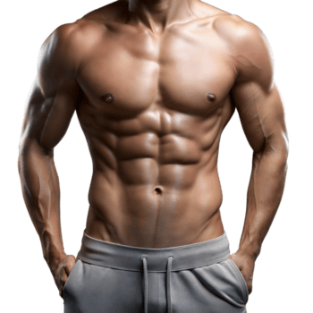 muscular male torso showcasing defined abs and athletic physique emphasizing fitness and strength png
