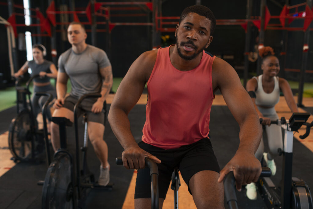 people exercising gym