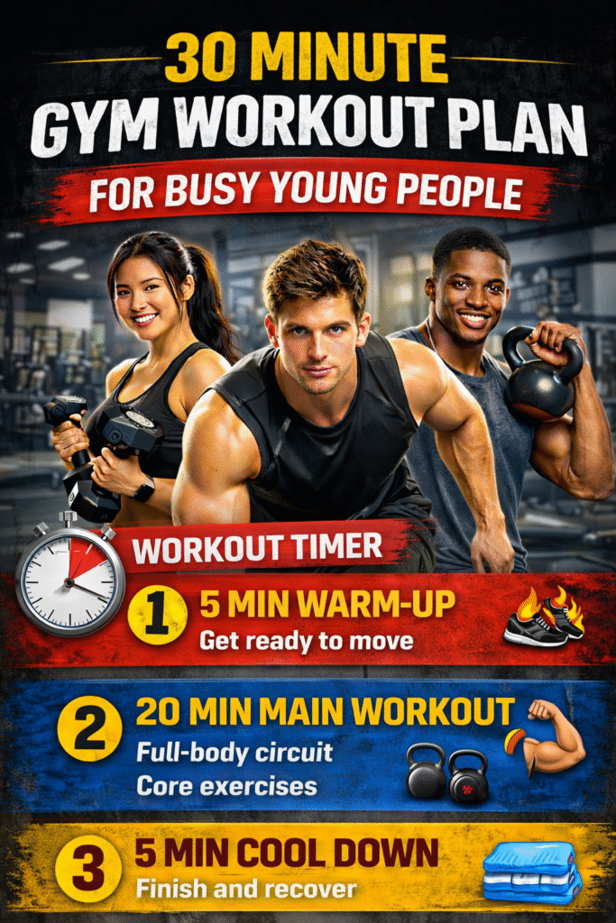 30-Minute Gym Workouts for Young People with Zero Time (2026 Fitness Guide) 30-Minute Gym Workouts for Young People with Zero Time (2026 Fitness Guide)