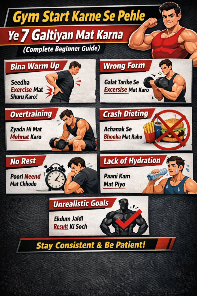 Gym Start Karne Se Pehle Ye 7 Galtiyan Mat Karna (Complete Beginner Guide) Gym Start Karne Se Pehle Ye 7 Galtiyan Mat Karna (Complete Beginner Guide)