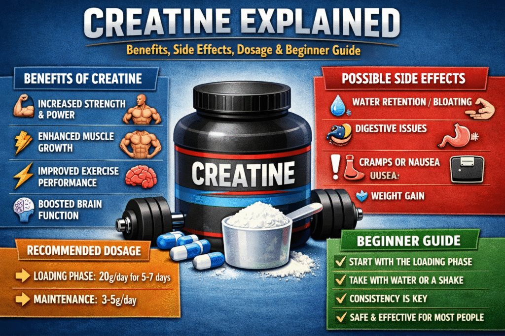 Creatine Explained: Benefits, Side Effects, Dosage & Complete Beginner Guide Creatine Explained: Benefits, Side Effects, Dosage & Complete Beginner Guide